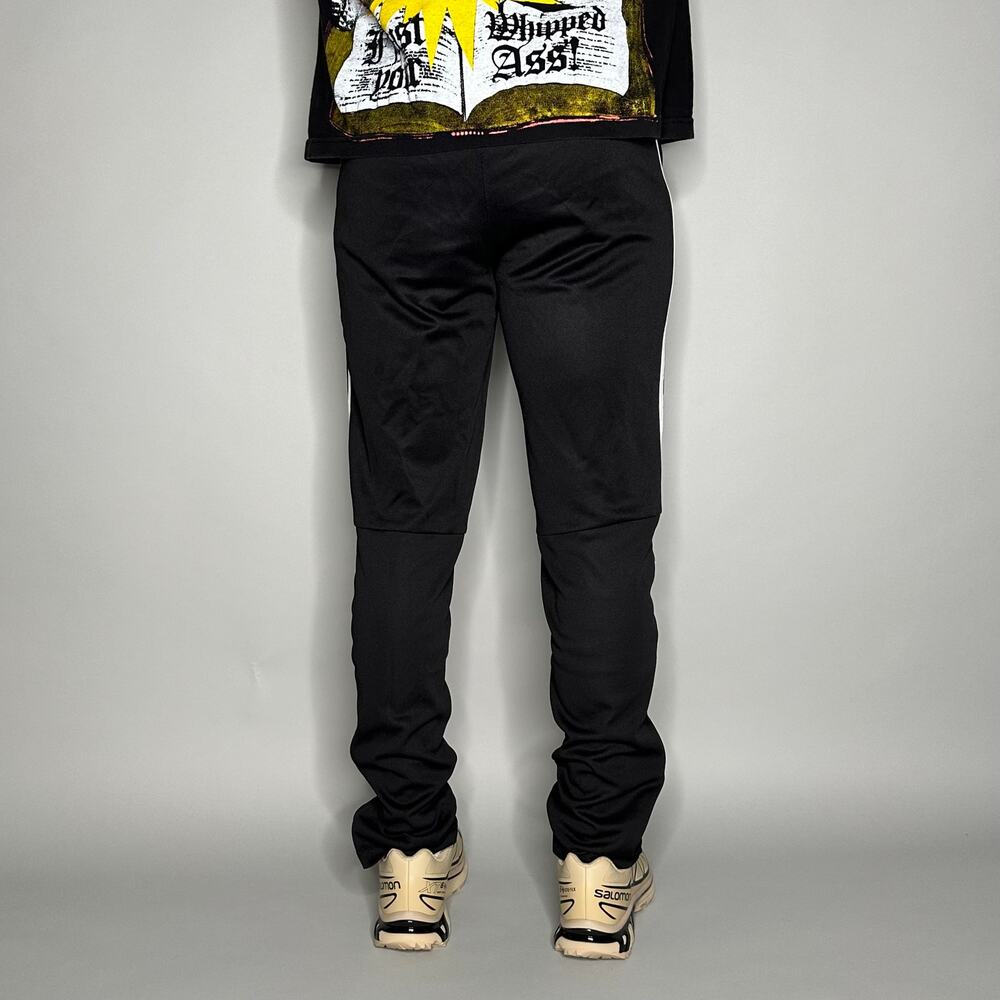 Vintage Y2K Adidas Sweatpants Youth XL Slim Jet Black White Polyester Joggers - Picture 3 of 4